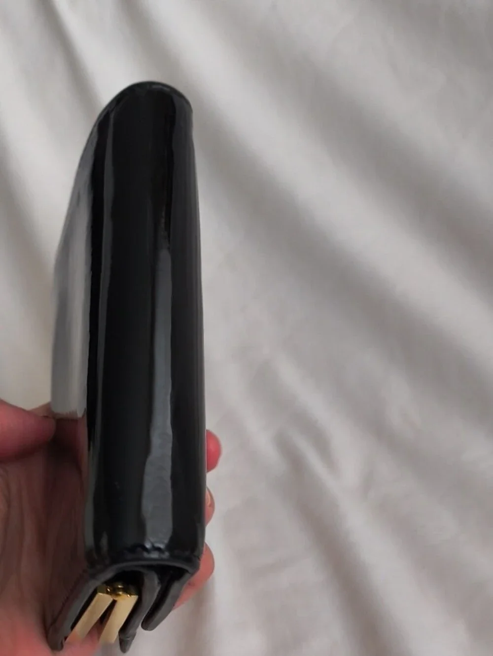 Celine Black Patent Leather Wallet with Snap Closure